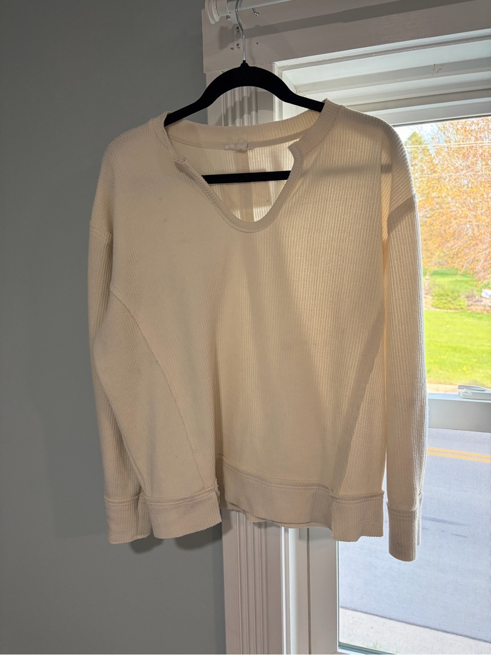 Buckle Cream Long Sleeve Thermal Top
